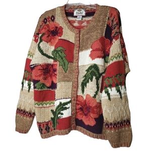 Vintage Tiara Hand Knitted XL Cardigan   Cottagecore Icelandic Farmcore Flora XL